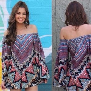 Off the shoulder bell romper
